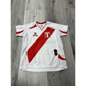 Vintage 2010 Walon Peru FPF National Team Home Soccer Jersey Red Sash Youth L
